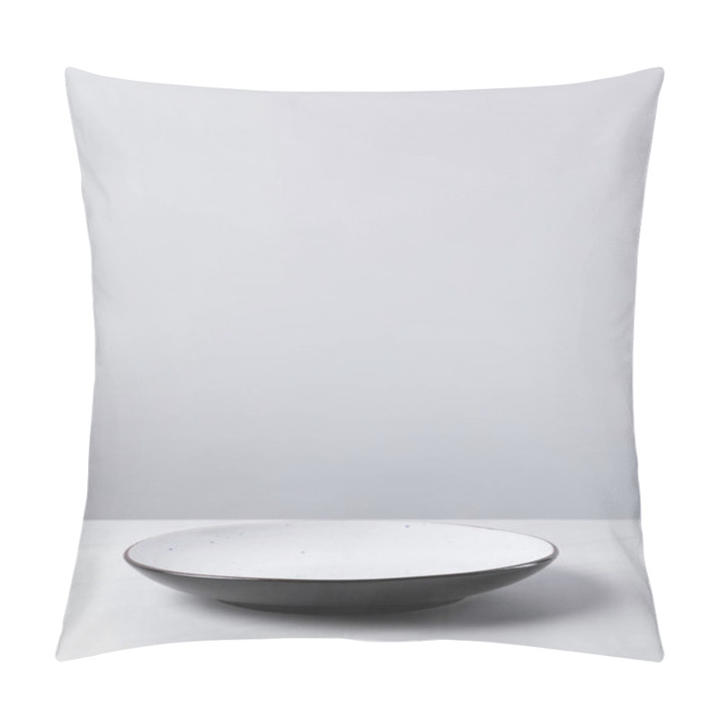 Personality  Plate Placed On White Surface, Minimalistic Conception Pillow Covers