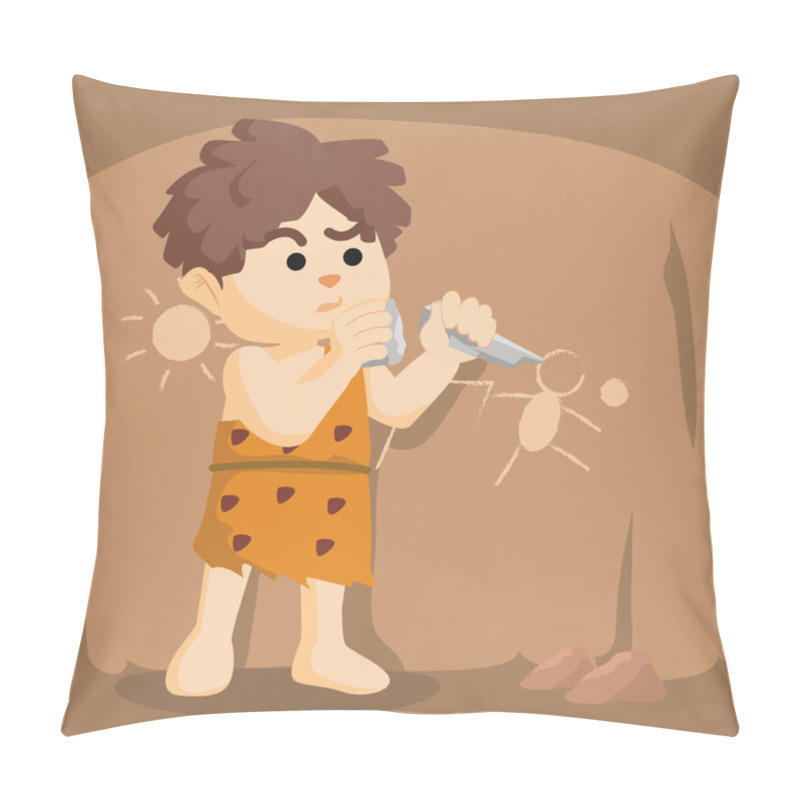 Personality  Caveman Was First Seriously Carve Illustration Pillow Covers