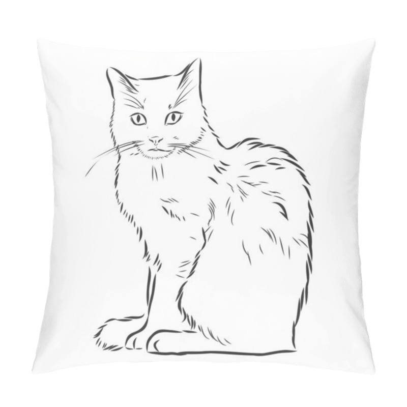 Personality  Hand Drawing Cat. Sketch Kitten, Kitty Top View Pillow Covers