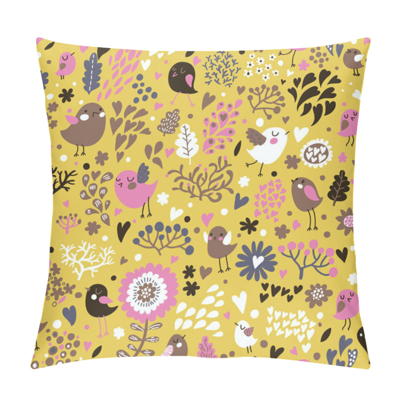 Personality  Romantic Floral Seamless Pattern In Retro Style. Birds And Butterflies In Flowers Pillow Covers