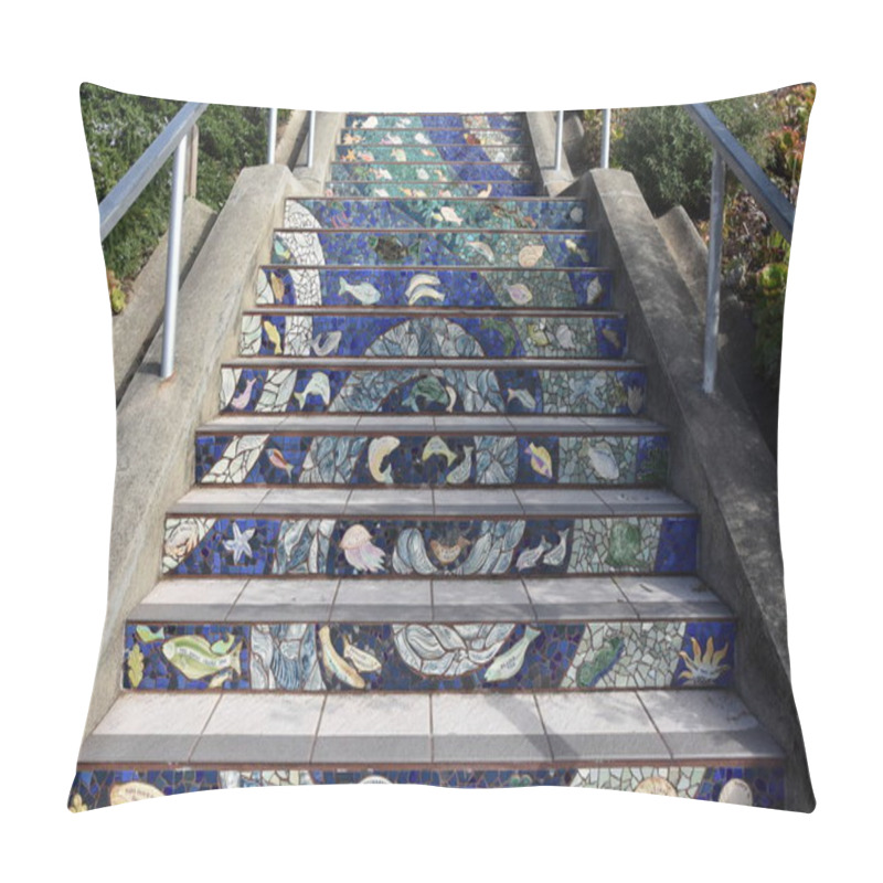 Personality  SAN FRANCISCO, CALIFORNIA - OCT 22: The 16th Avenue Tiled Steps In San Francisco, California, As Seen On Oct 22, 2018. It Was A Community Project In Golden Gate Heights To Decorate A 163 Step Stairway With Mosaic Tiles. Pillow Covers