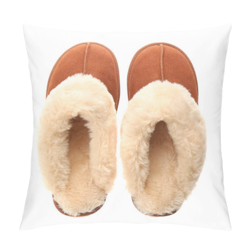 Personality  Stylish Soft Slippers On White Background, Top View Pillow Covers