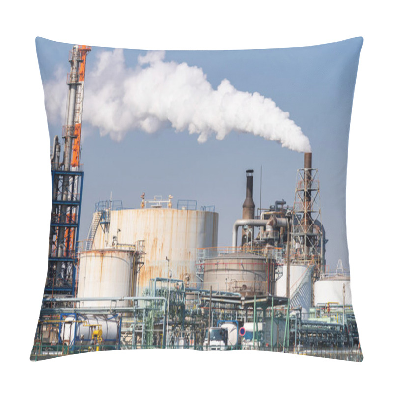 Personality  Structure Of Pipeline Of Oil Chemical Plant Factory In Kawasaki Japan. Pillow Covers