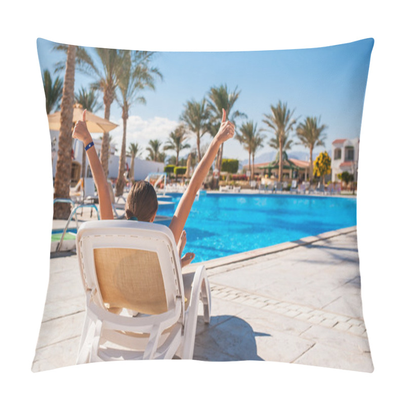 Personality  Happy Girl On A Deck Chair In The Summer, On Vacation Pillow Covers