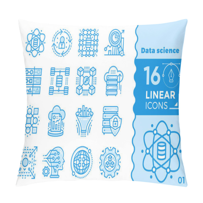 Personality  Linear Icon Set Of Data Science Technology And Machine Learning  Pillow Covers