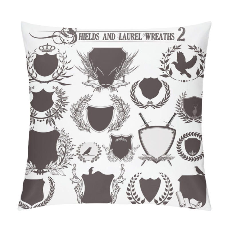 Personality  Shields And Laurel Wreaths - Set 2 Pillow Covers