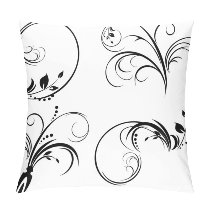 Personality  Set Of Ornaments. Black Isolated On The White. Vector Illustration Pillow Covers