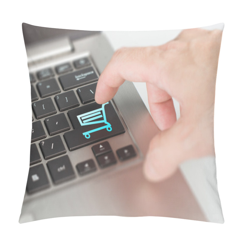 Personality  Push Laptop Shopping Cart Button Online Dealing And Shopping Con Pillow Covers