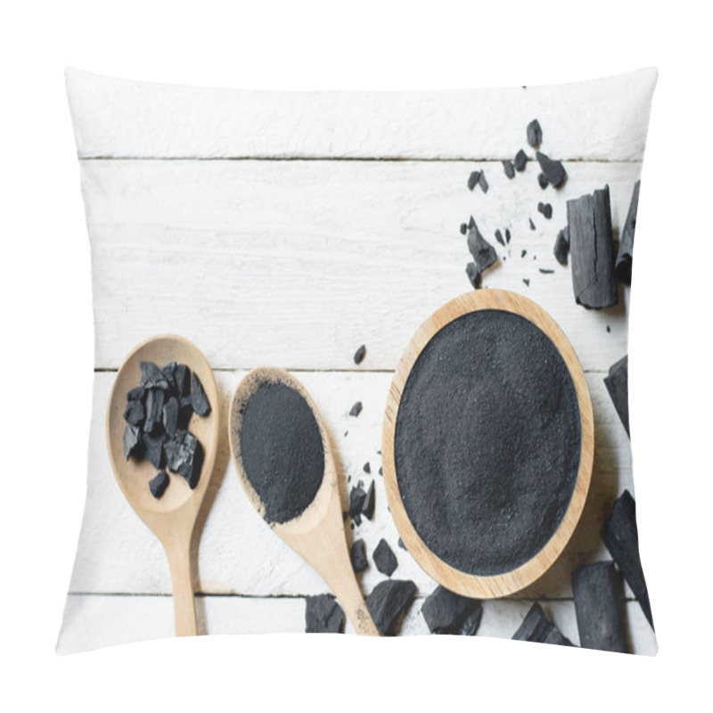 Personality  Charcoal Powdered Wood, Put On A Cup, Placed On A White Table. Pillow Covers