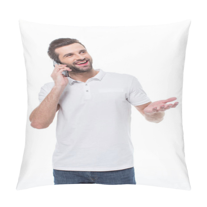 Personality  Man Talking On Smartphone Pillow Covers