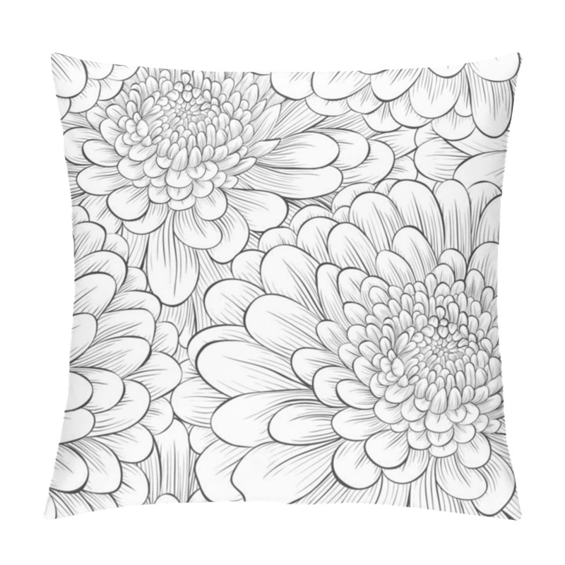 Personality  Beautiful Seamless Background With Monochrome Black And White Flowers. Pillow Covers