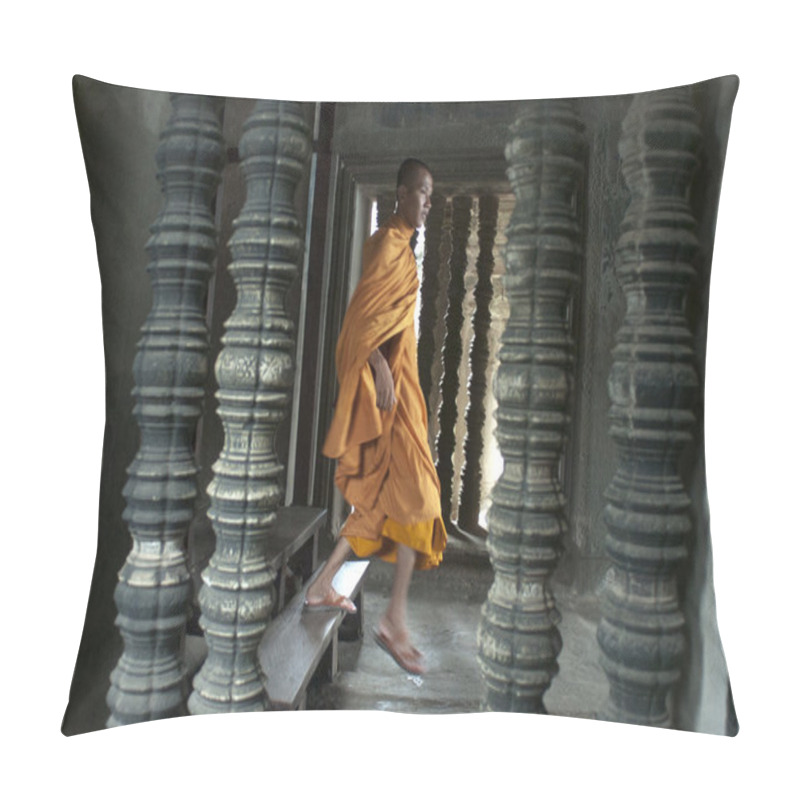 Personality  Monk In Angkor Wat. Siem Reap. Cambodia. Pillow Covers