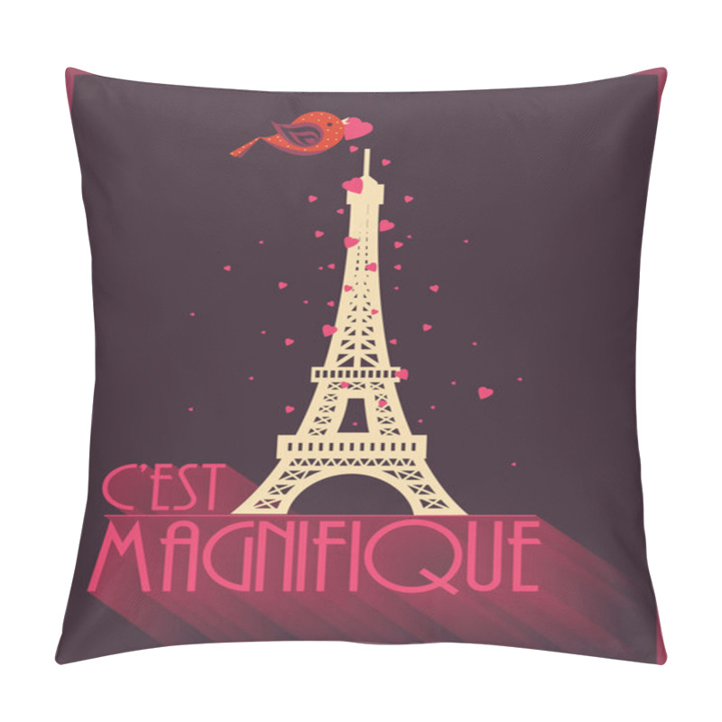 Personality  Eiffel Tower With Bird And Hearts Pillow Covers