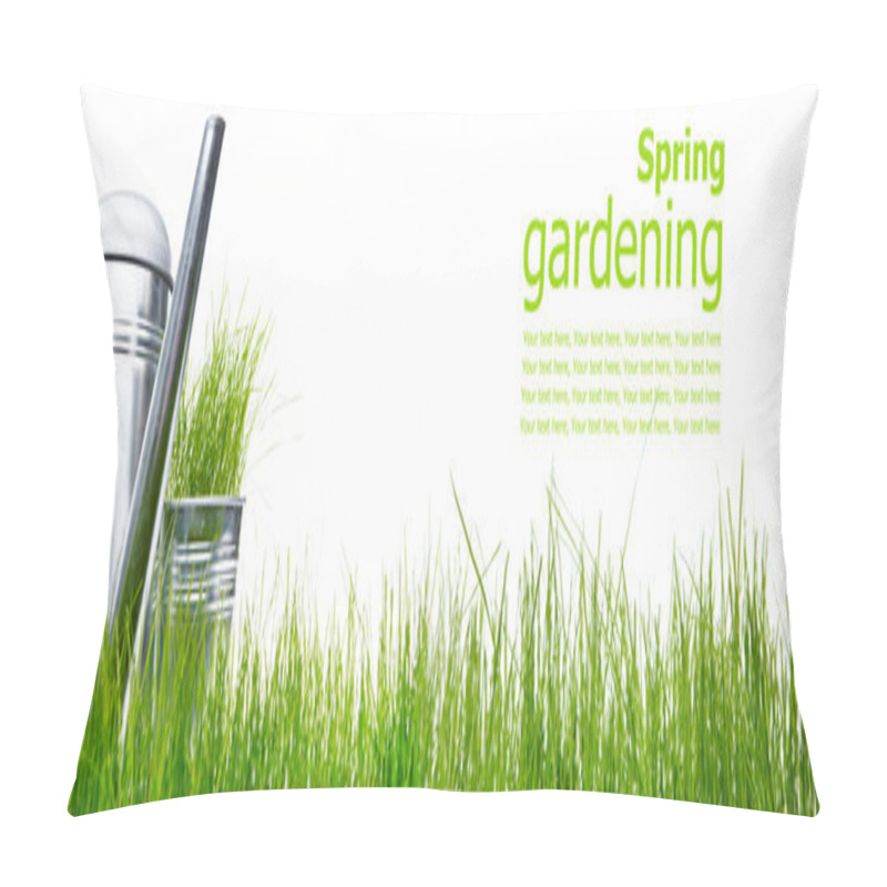 Personality  Watering Can With Grass And Garden Tools On White Pillow Covers