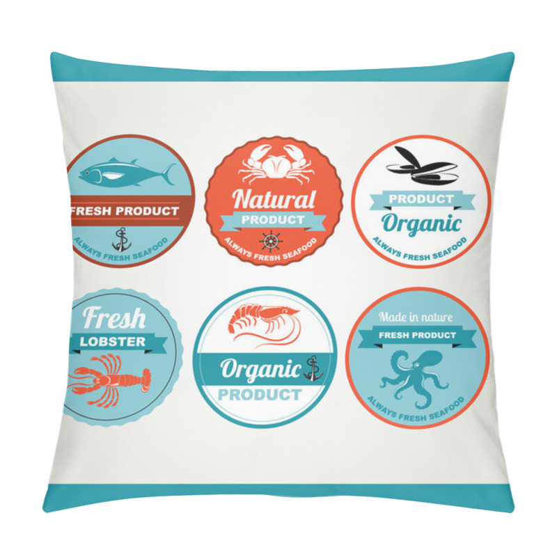 Personality  Set Of Seafood Icons Pillow Covers