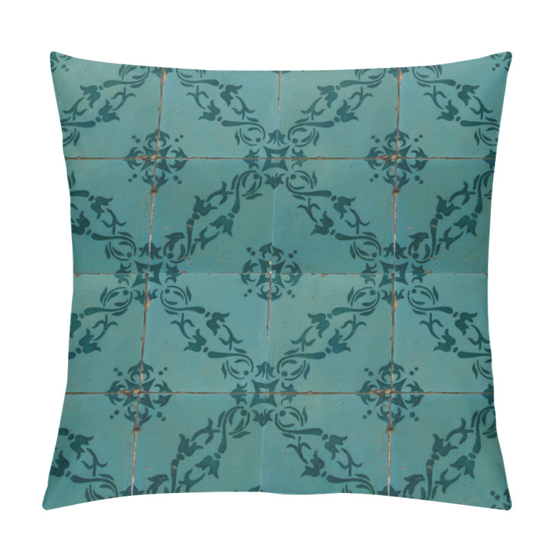 Personality  Photograph Of Traditional Portuguese Tiles In Green Pillow Covers