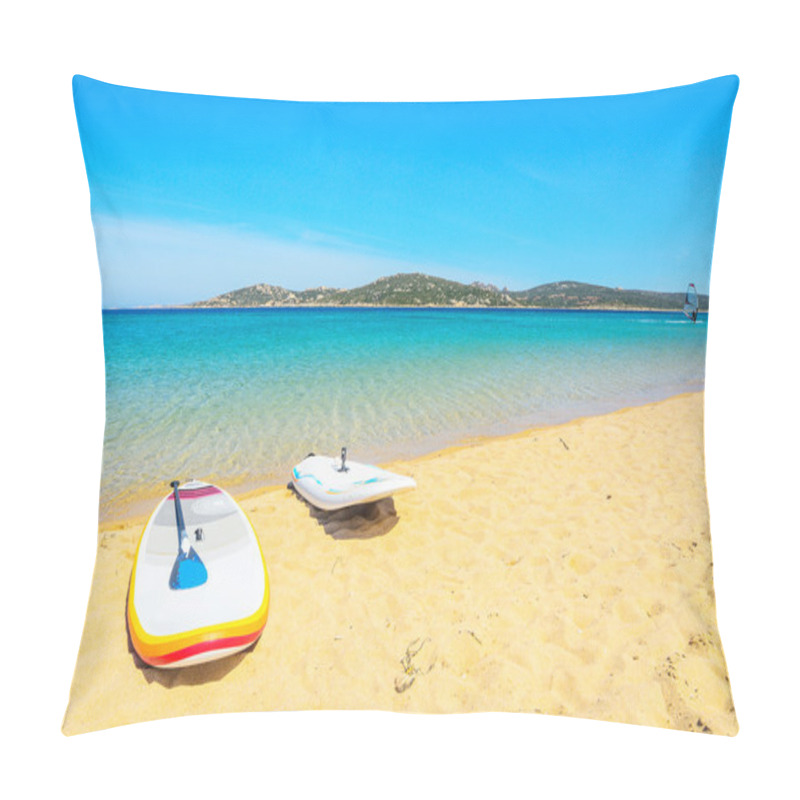 Personality  Surfboards On A Golden Beach In Porto Pollo Pillow Covers