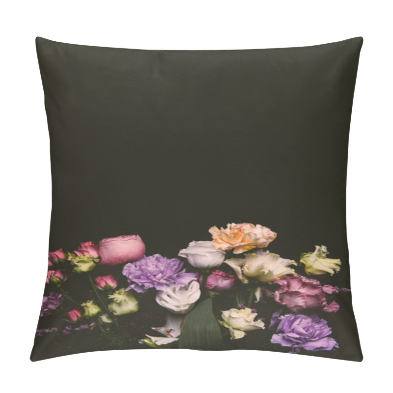 Personality  Beautiful Tender Fresh Blooming Flowers Isolated On Black  Pillow Covers