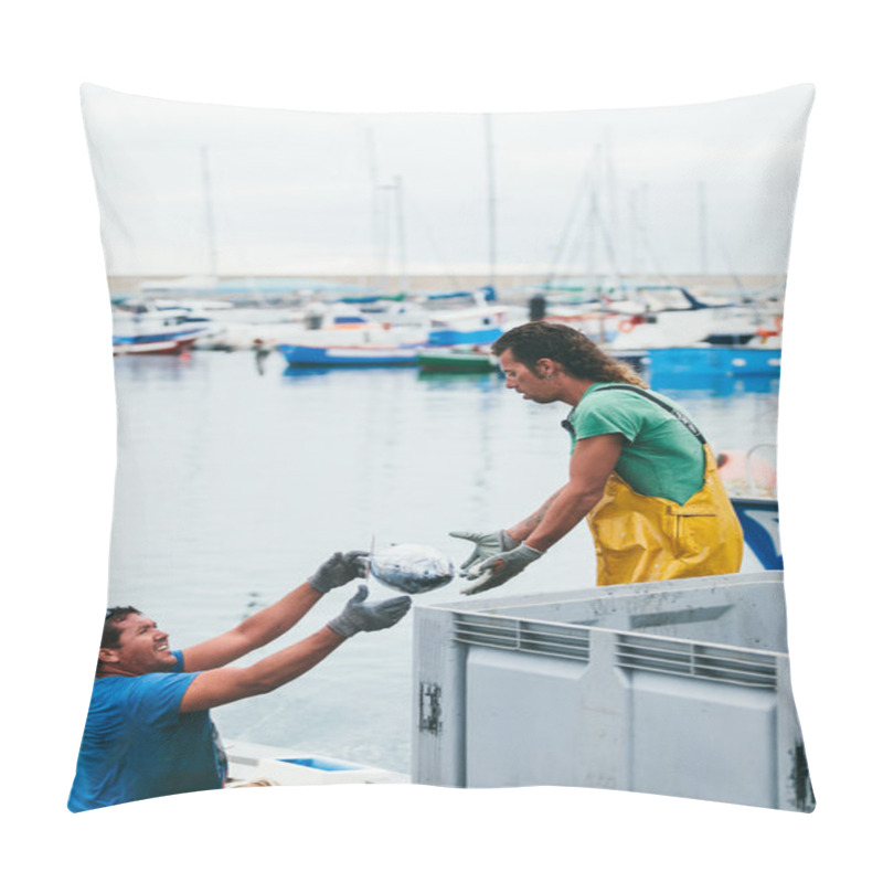 Personality  Fishermen Unloading Catch In The Port Pillow Covers