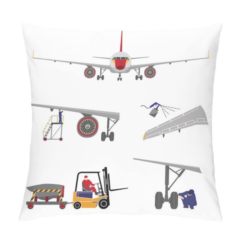 Personality  Repair And Maintenance Of Aircraft . Set Of Aircraft Parts In Fl Pillow Covers