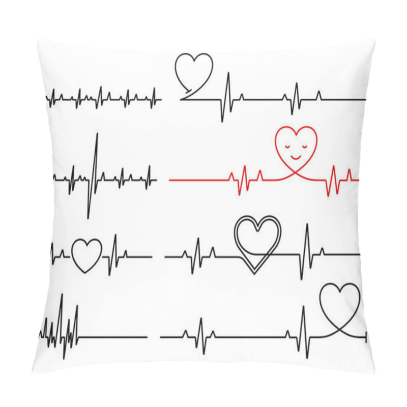 Personality  Heart Pulse, Cardiogram Line Vector Illustration Pillow Covers