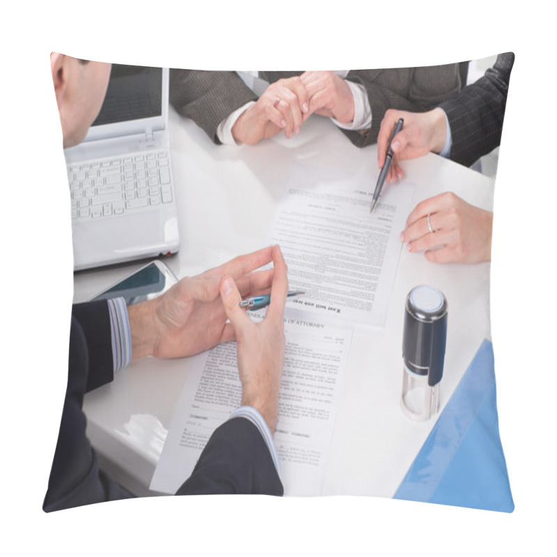 Personality  Hands Of Three People, Signing Documents Pillow Covers