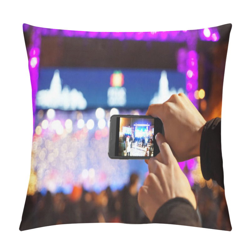 Personality  Woman Taking Photo On Smartphone Pillow Covers