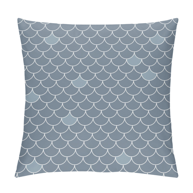 Personality  Fish Scales Seamless Pattern. Repeating Geometric Background In Blue Tones. Stylized Geometric Vector Illustration EPS8. Pillow Covers