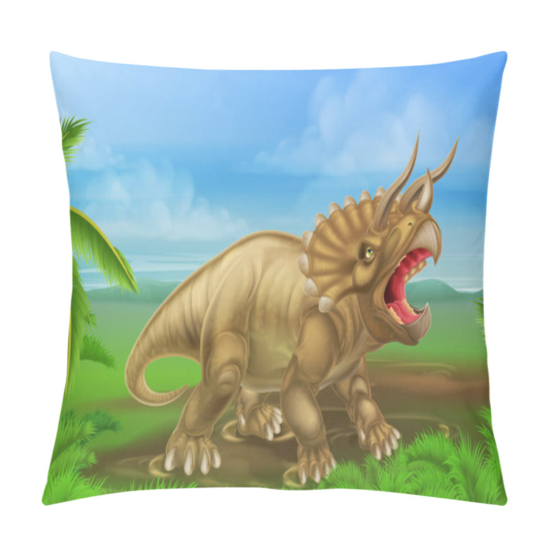 Personality  Triceratops Dinosaur Illustration Pillow Covers