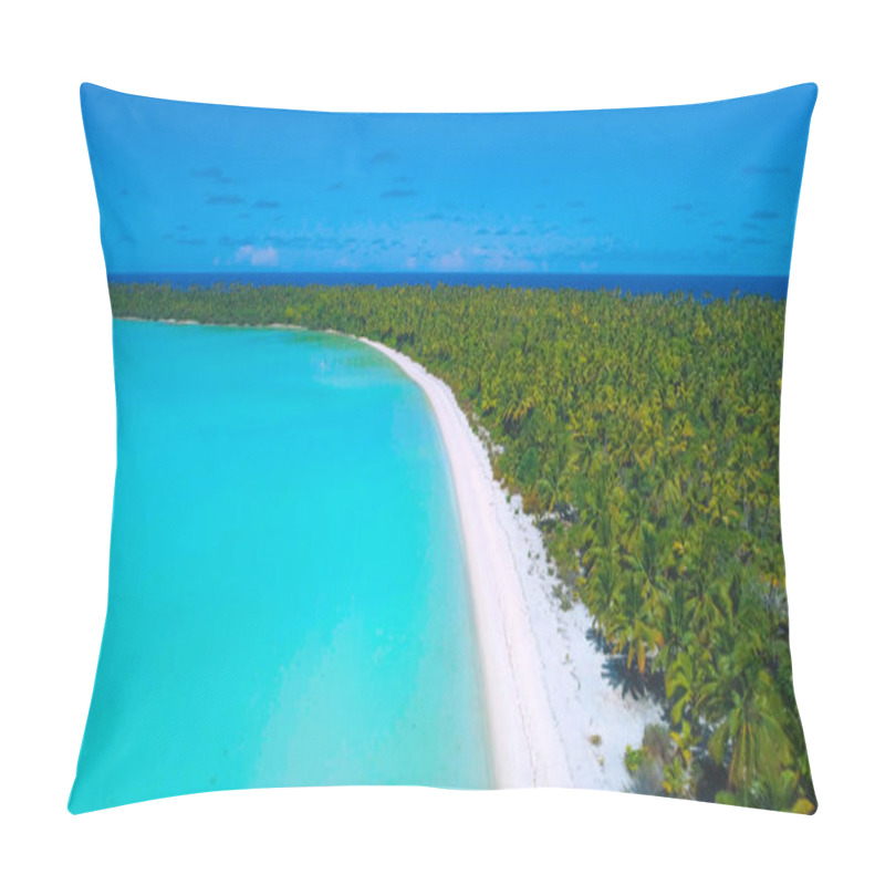 Personality  AERIAL: Spectacular Tropical Island Sandy Shore Stretches Into The Distance. Pillow Covers