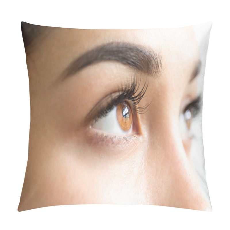 Personality  Close Up Female Brown Eyes With Long Eyelashes  Pillow Covers