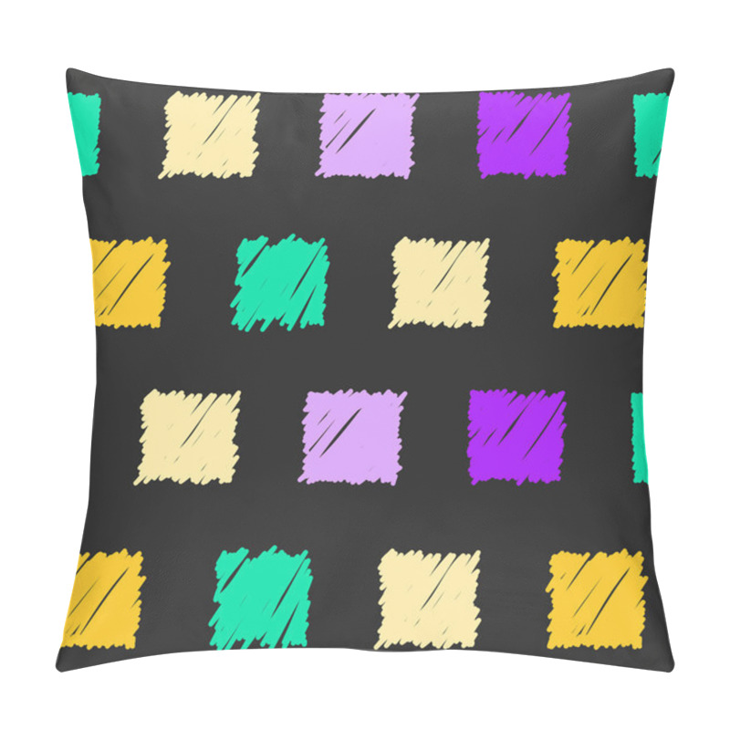 Personality  Doodle Seamless Squares Pattern Background. Pillow Covers