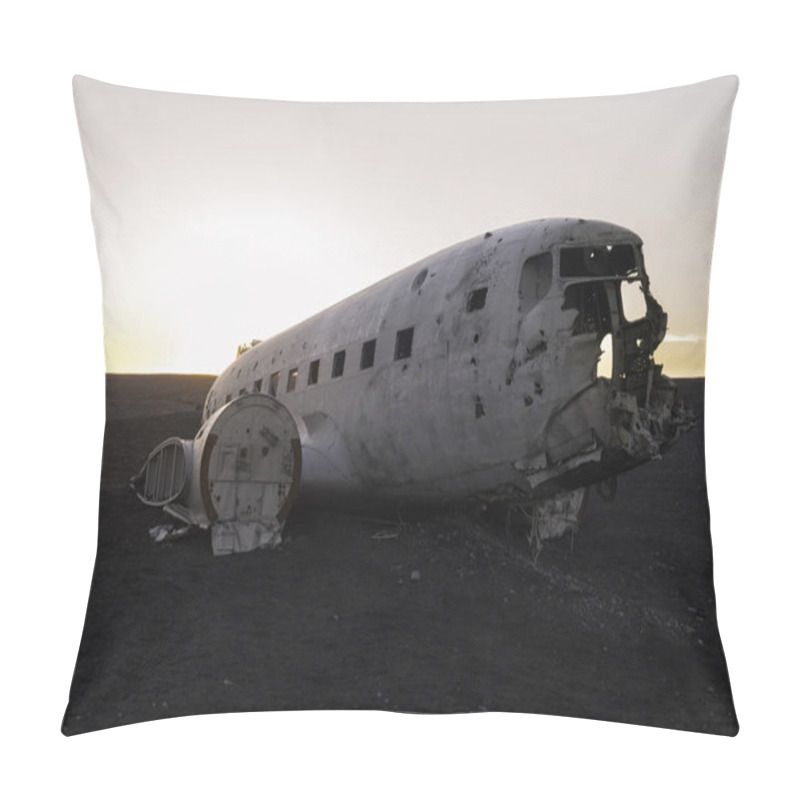 Personality  The Abandoned  Airplane On Solheimasandur Beach. Iceland Pillow Covers