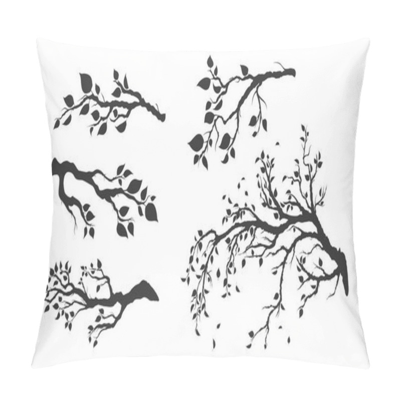 Personality  Set Of Tree Branches With Leaves Isolated On White Pillow Covers