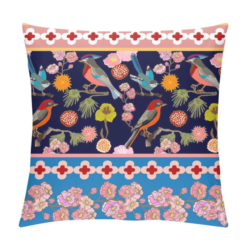 Personality  Japanese Garden. Seamless Oriental Pattern With Victorian Motifs.  Pillow Covers