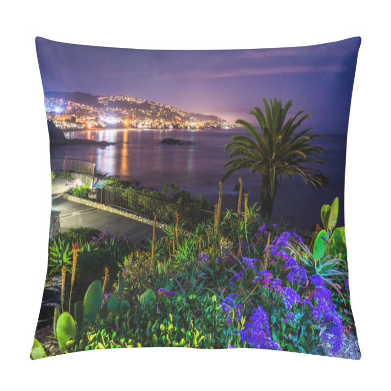 Personality  Flowers And View Of Laguna Beach At Night, From Heisler Park In  Pillow Covers