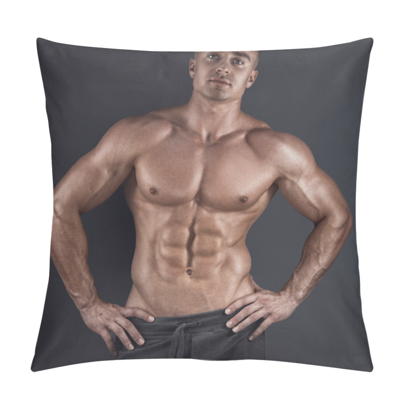 Personality  Muscular Man In Dark Background Pillow Covers