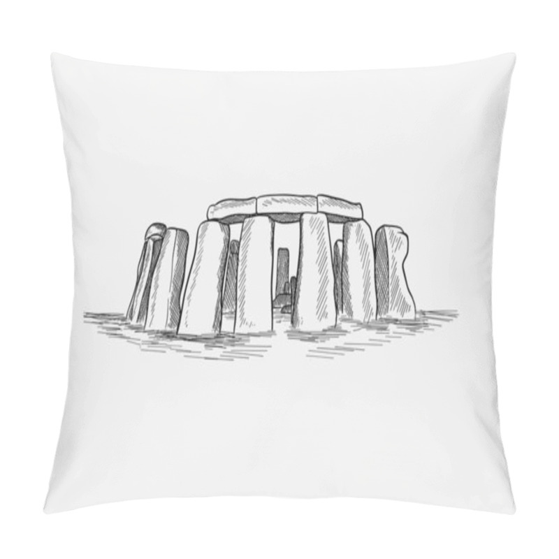 Personality  Hand Drawn Vector Illustration Of Stonehenge Against White Background Pillow Covers