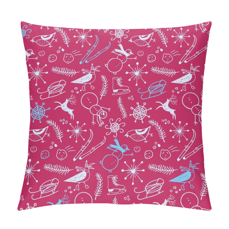 Personality  Doodle  Pattern With Winter Theme Pillow Covers