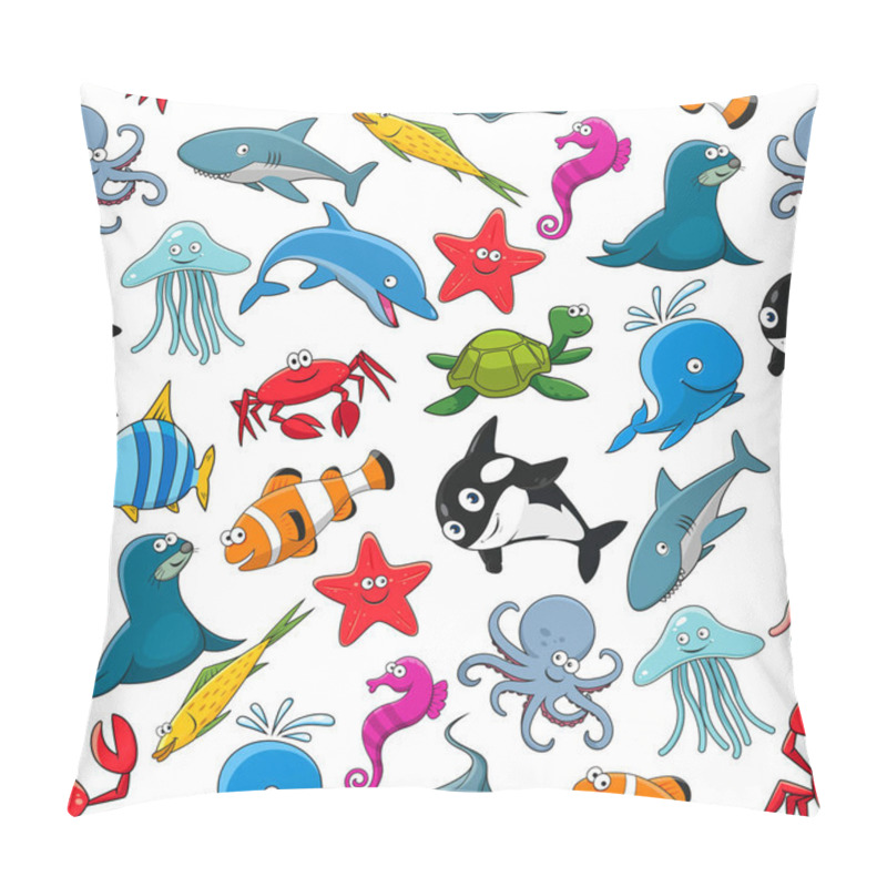 Personality  Cartoon Sea Fish And Ocean Animals Vector Pattern Pillow Covers