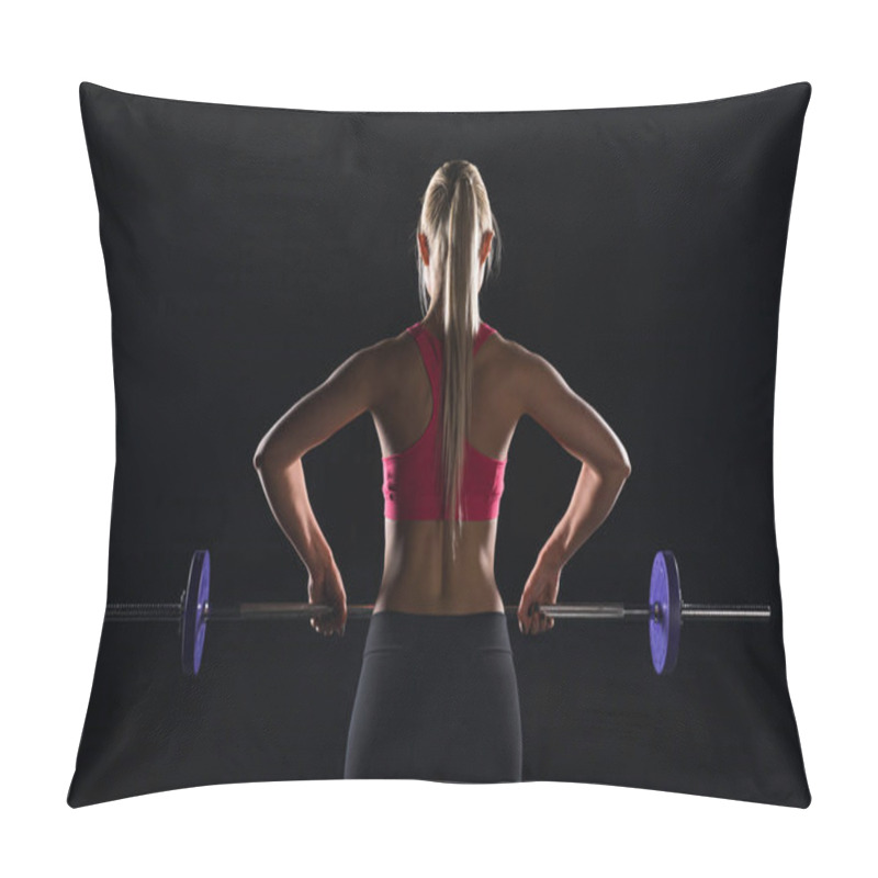 Personality  Woman Exercising With Barbell Pillow Covers