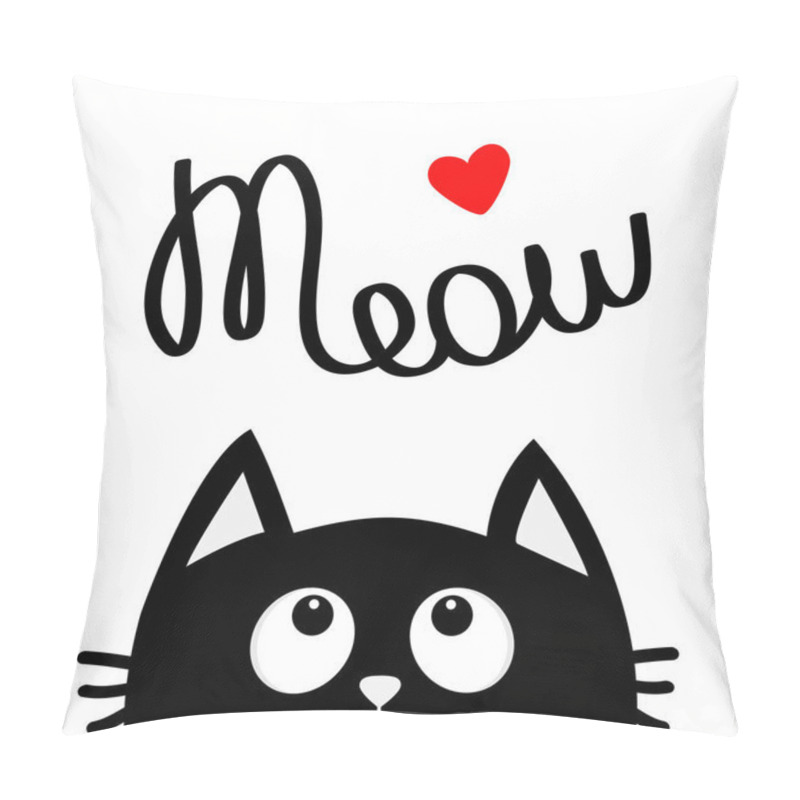 Personality  Black Cat Looking Up To Red Heart.  Pillow Covers