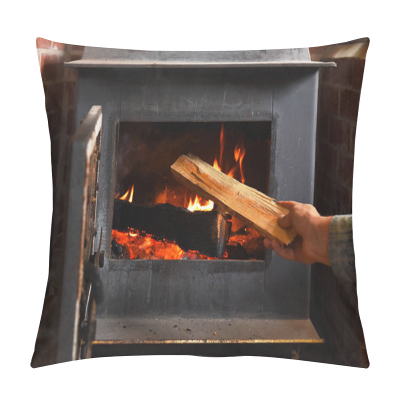 Personality  A Close Up Image Of An Old Fashioned Wood Burning Stove. Pillow Covers