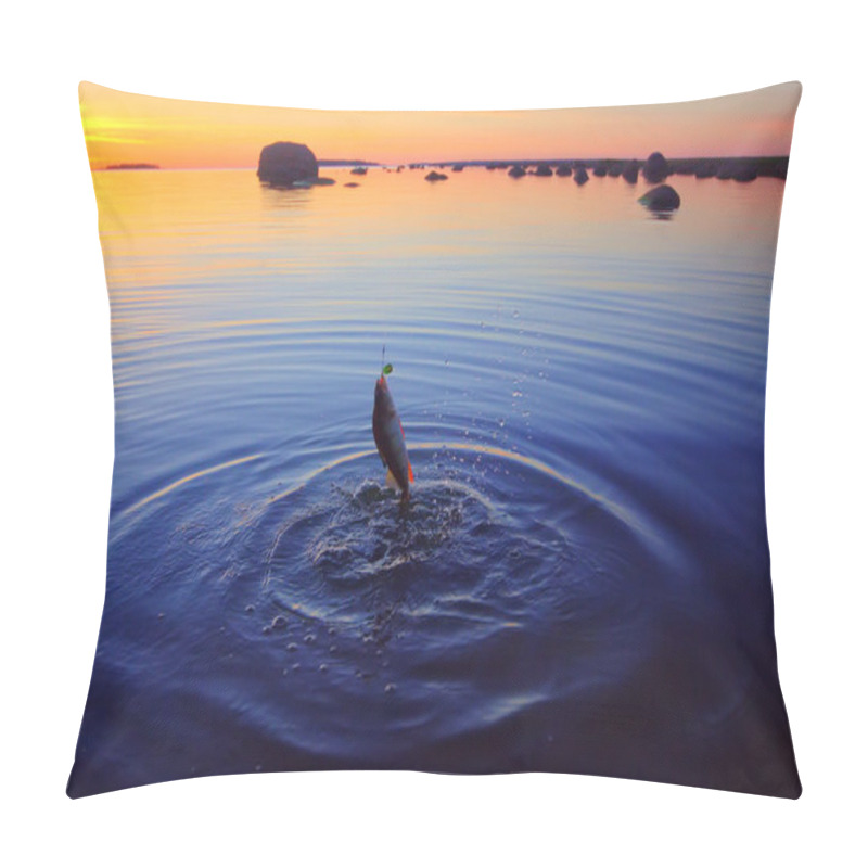 Personality  Sunset River Perch Fishing With  A Rod Pillow Covers