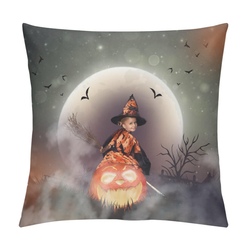 Personality  Witch On Big Jack O Lantern Pillow Covers