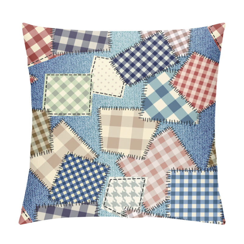 Personality  Patchwork On Denim Fabric. Pillow Covers