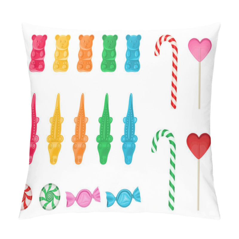 Personality  Set Gummy Candies, Lollipos, Candy Canes, And Peppermint Candies  Pillow Covers