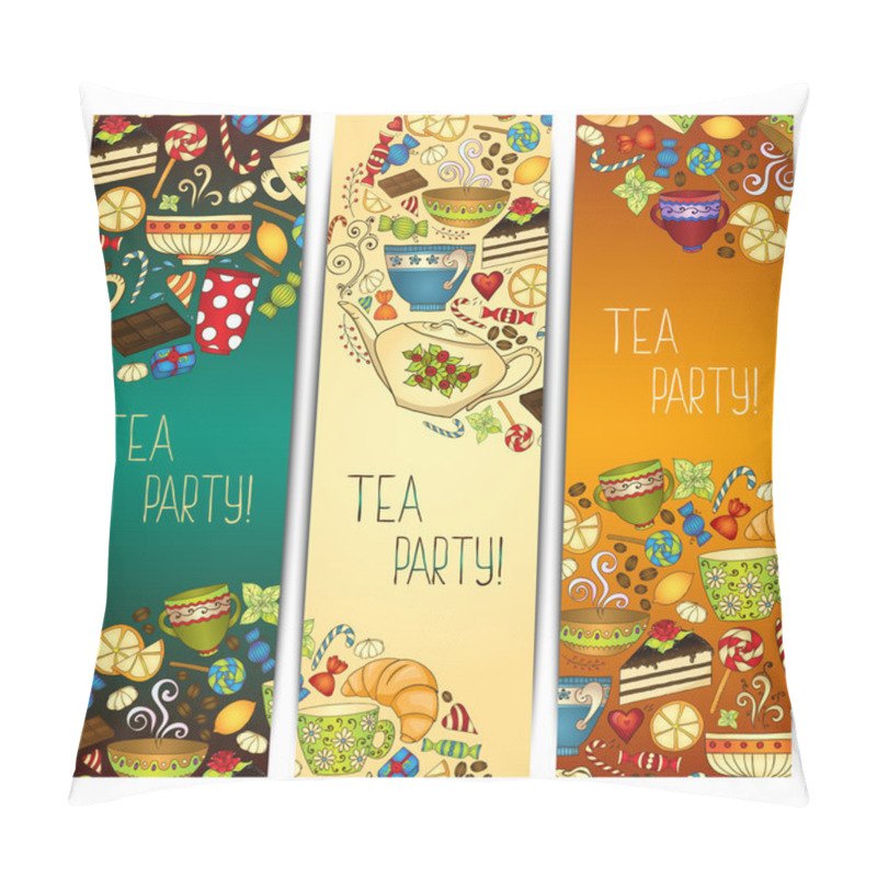 Personality  Banner Templates Vector Collection. Tea Party. Pillow Covers