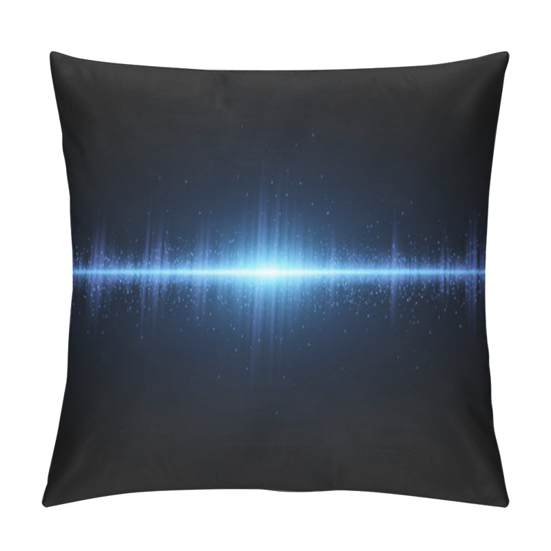 Personality  Sound Waves Of Light Blue On A Dark Background. Background For The Radio, Club, Party. Vibration Of Light. Bright Flash Of Light With Luminous Dust. Vector Pillow Covers