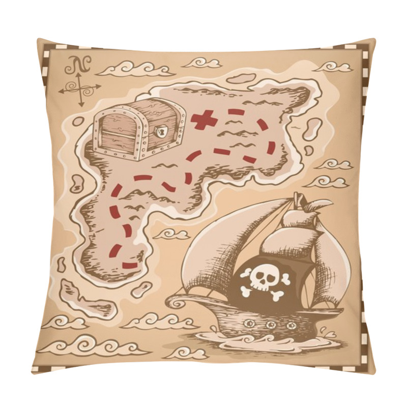 Personality  Treasure Map Theme Image 1 Pillow Covers